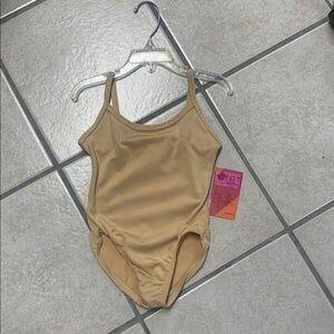 Girls XS (2/4) Nude Beige Camisole Style Dance Or Gymnastic bodysuit Leotard NWT